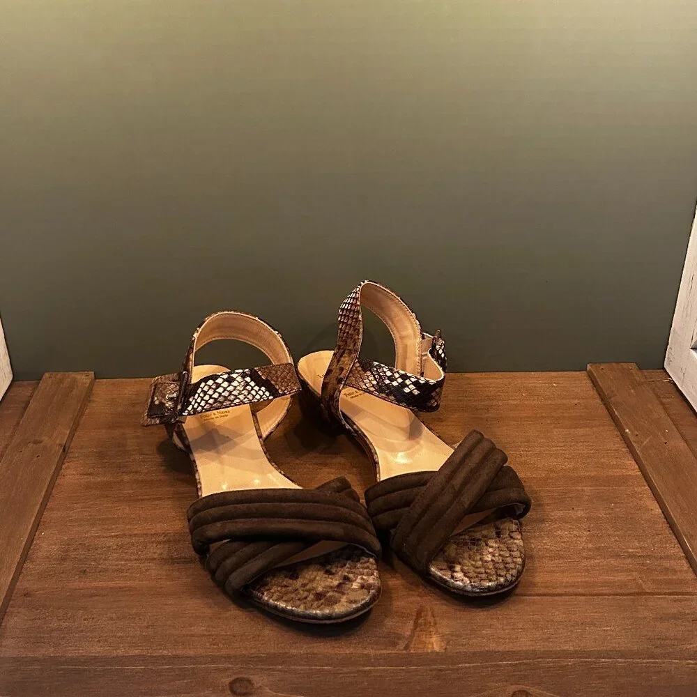 Luca Grossi Vera Cuoio Italian Animal Print Sandals Heels Size 40